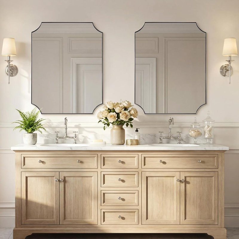 Miroir de salle de bain Tariro Cadre en acier inoxydable, 36 po x 30 po, Nickel brossé