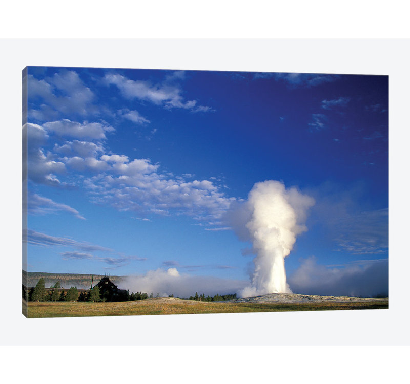 « touring old fidèle geyser », impression sur toile, H 18 po x l 26 po x P 1,5 po, Pas de tapis, Toile tendue