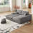 Boneless 114.5'Modern Corduroy Modular foam Sofa, Recliner Seat reversible Sofa, 2-in-1 Sofa with Recliner and L-Shaped Sofa Combination with Three Cushion Neck Pillow Combination and Two Throw Pillows-1270457604-1270457656