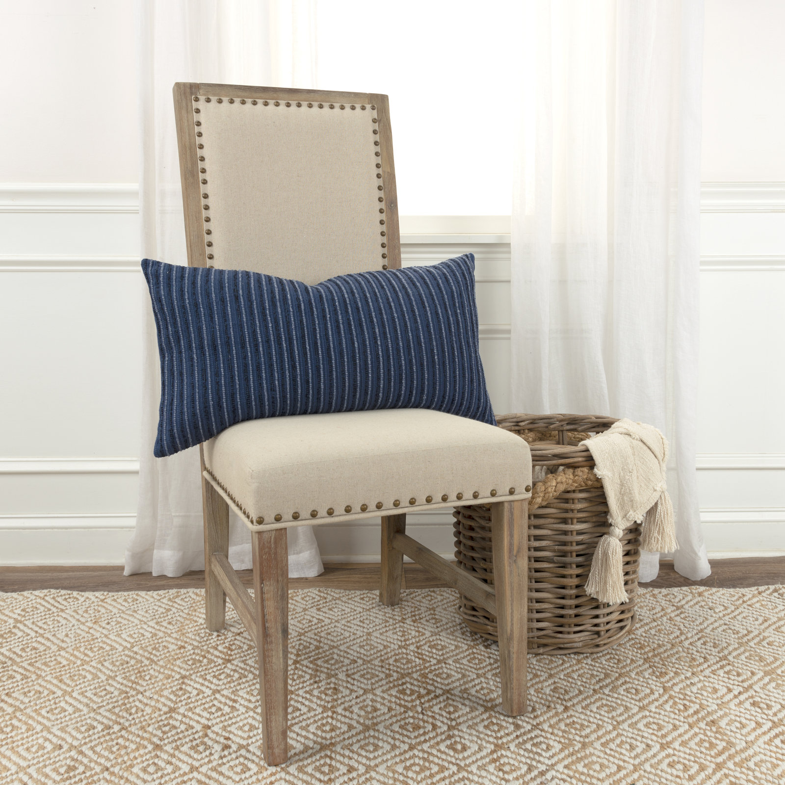 Leifsson 26" x 14" Throw Pillow, Blue