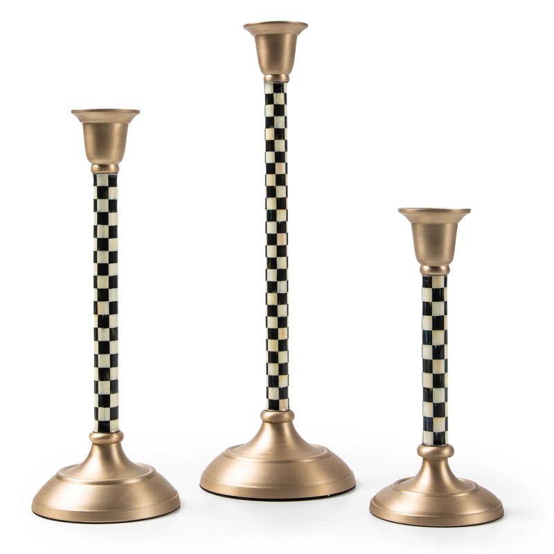 Courtly Check Medium Candlestick, 10.5" H x 4" W x 4" D
