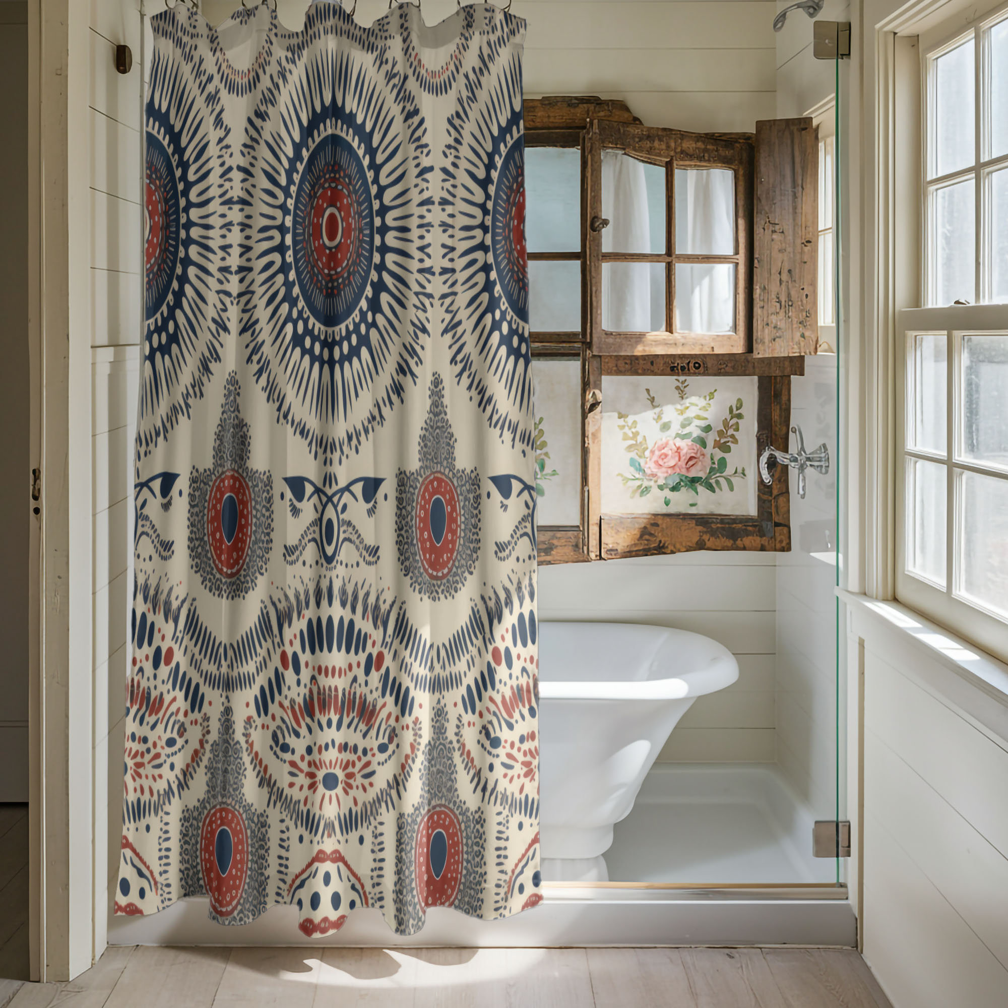 Bungalow Rose Boho Suns - Premium Shower Curtain | Wayfair