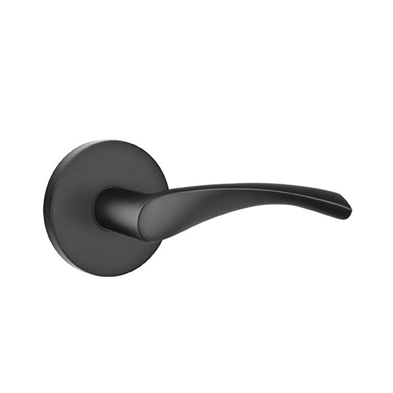 Triton Wave/Drop Passage (Hall & Closet) Door Lever with Round Rosette, Flat Black, Right