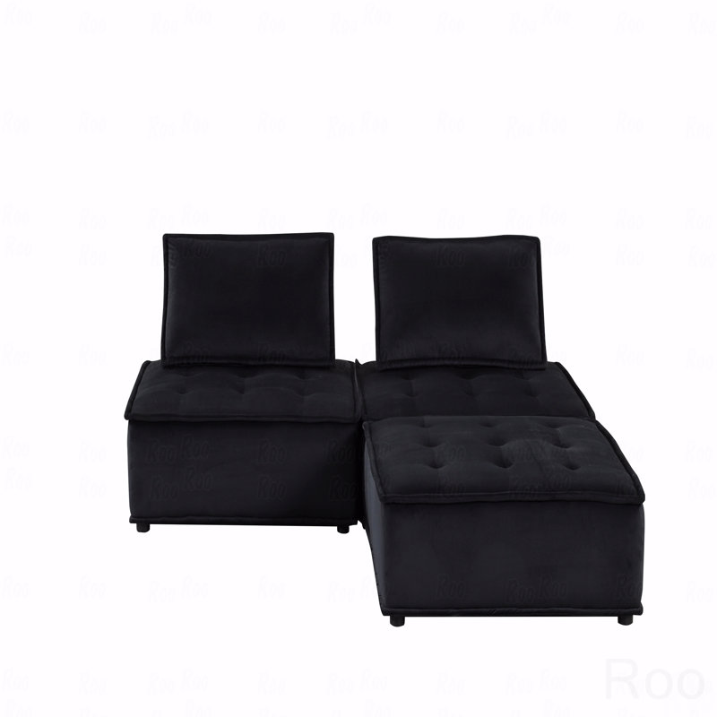 Canapé modulaire Basic, repose-pieds 3 pièces en velours 80 po Basic