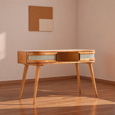 Bureau en bois de frêne avec rangement en bois de frêne de 47,24 pouces