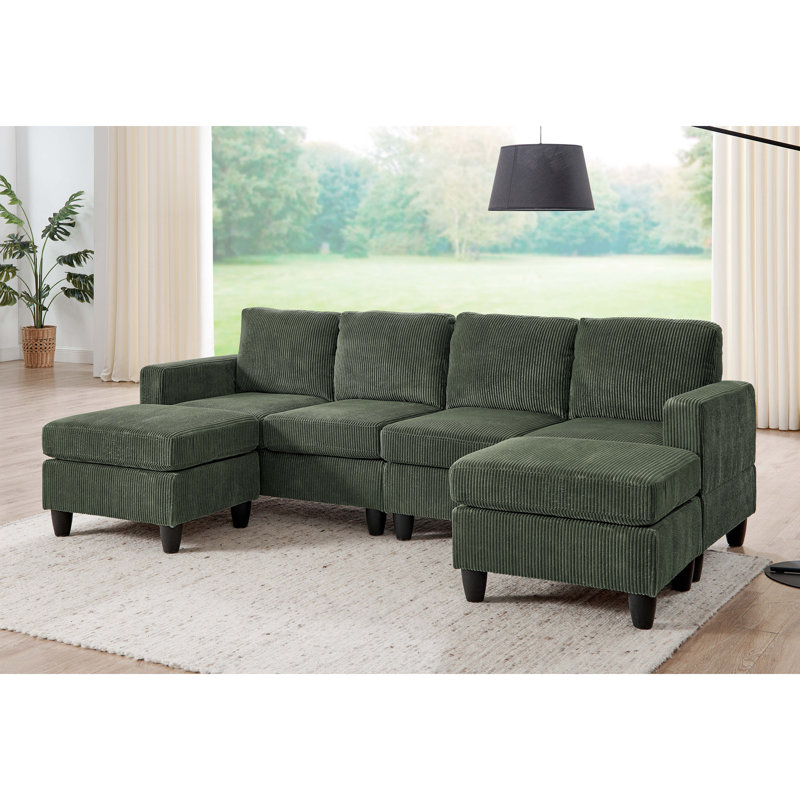 Canapé modulaire en L surdimensionné en velours modulaire 5 pièces avec repose-pieds: combinaison libre pour les grands espaces de vie, collection Nomad