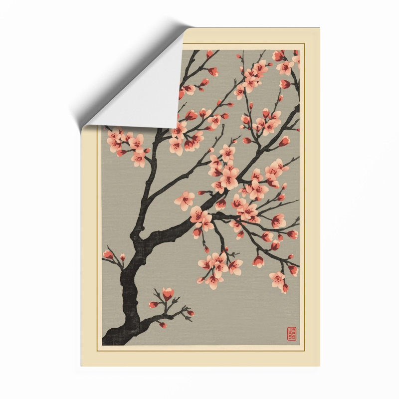 Moonlit Cherry Blossom Japandi - Framed Print, Unframed, A1 - 84.1 x 59.4 cm