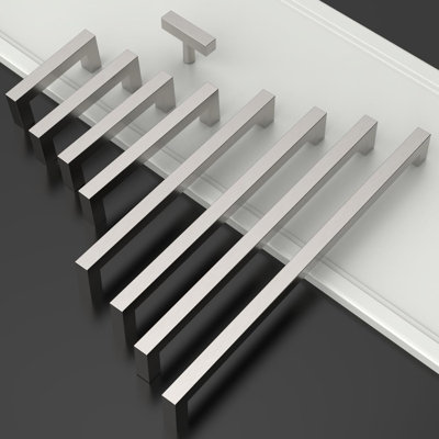 10 Pack Brushed Satin Nickel Cabinet Pulls 7.5 Inch Hole Centers Stainless Steel Kitchen Cabinet Handles Square Drawer Pulls Modern Cupboard Hardware