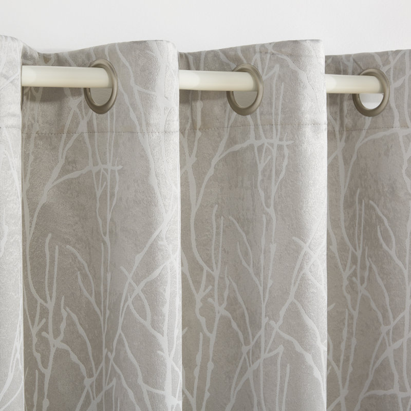 Silver Polyester Room Darkening Grommet Curtain Panels