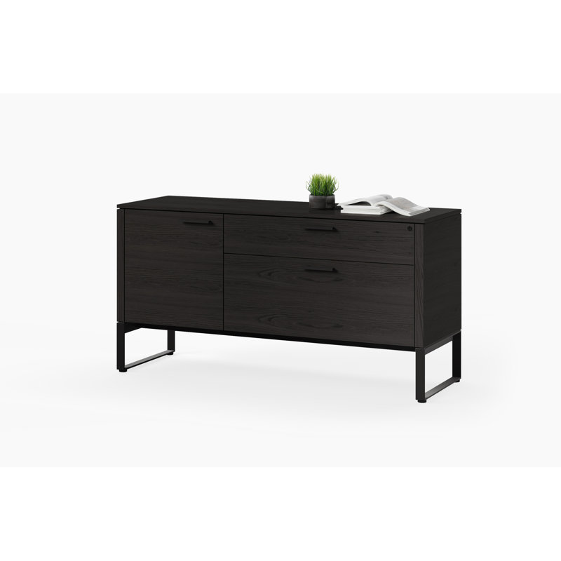 Armoire multifonctionnelle Linea Office, Bois de frêne teint gris anthracite