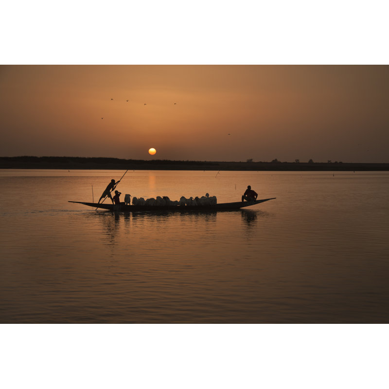 Sunset With Canoe 1 Piece Wrapped Canvas Wall Art, 51cm H x 76cm W