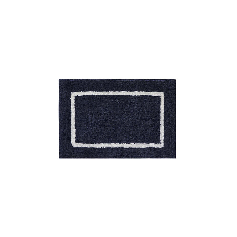 Reversible High Pile Tufted Microfiber Bath Rug, Navy, Single - 34" L x 21" W