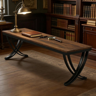 Bureau double pour ordinateur avec espace de travail vaste, idéal pour plusieurs appareils, style industriel, cadre, entretien simple, espace pour deux personnes de 78,7 po, bureau en bois et métal, à endommager