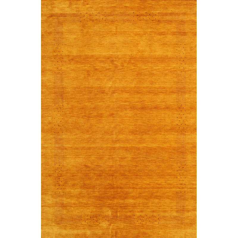 Tapis de zone orange contemporaine, Rectangle 5 pi 0 po x 8 pi 0 po