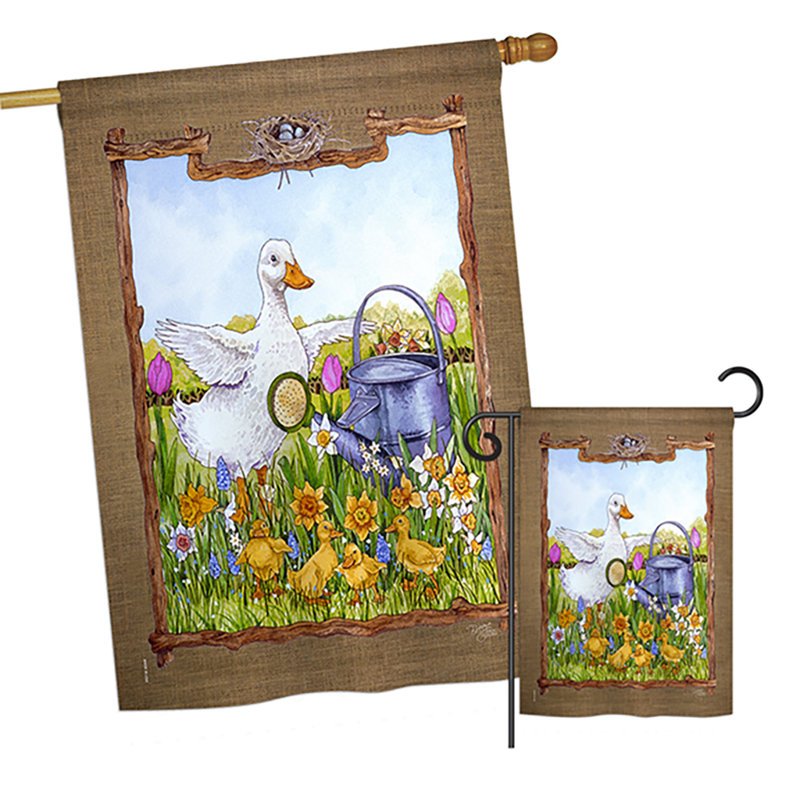 « canards et canards », les oiseaux de polyester de 2 côtés 40 x 28 po. drapeau de jardin