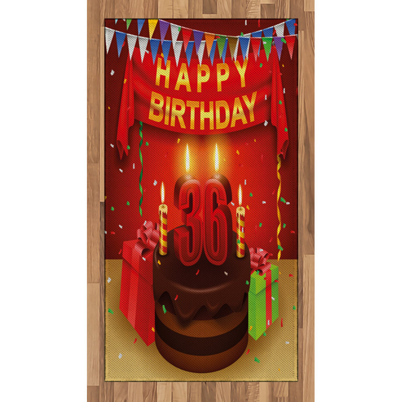 36th Birthday Flatweave Red Area Rug, Rectangle 2'7" x 5'