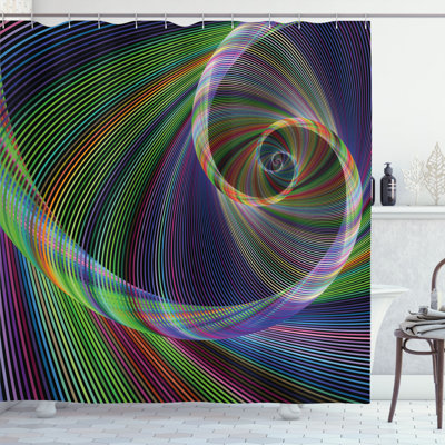 Fractal Abstract Shower Curtain with Hooks Included