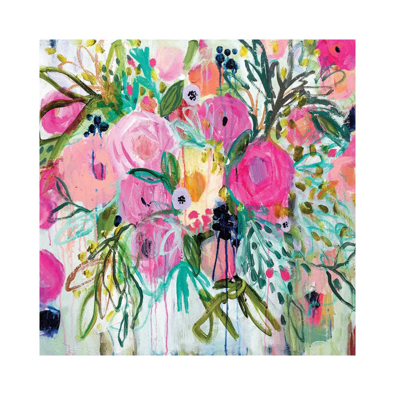 Rose Burst by Carrie Schmitt - Wrapped Canvas Painting, 45.72 cm H x 45.72 cm W x 1.91 cm D