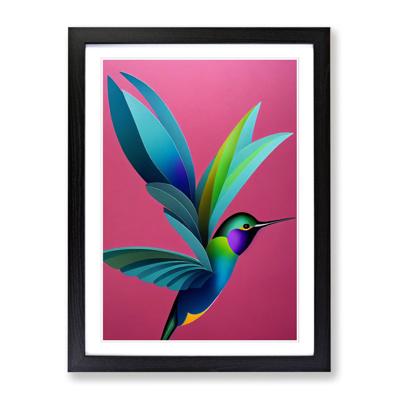 Buecker Hummingbird Modern Vol.2 - Single Picture Frame Print, Oak, 64cm H x 46cm W x 2cm D