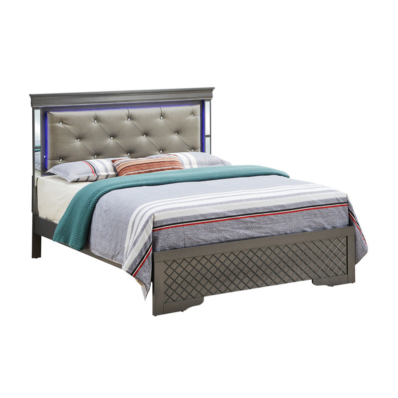 Upholstered Bed, Black, Full