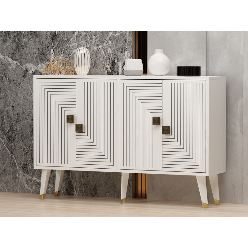 Odessa 80cm Sideboard, White/Gold