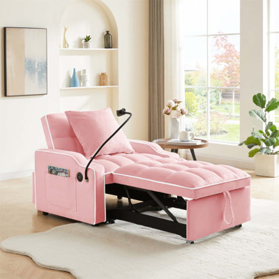 3-in-1 Convertible Sofa Chair Bed with Adjustable Backrest, Phone Holder, USB, and Type-C Charging, Perfect for Small Spaces and Modern Living.