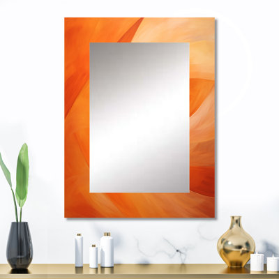 Tangerine Twist Spriral - miroir mural spirales abstraites, miroir décoratif pêche, impression d'art en métal