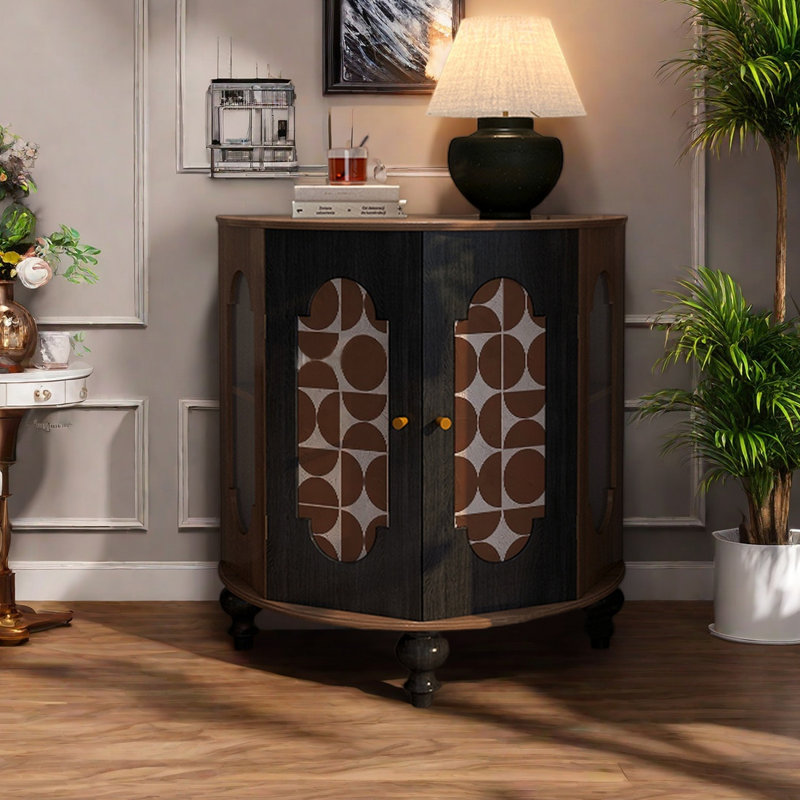 Multi-functional solid wood accent cabinet