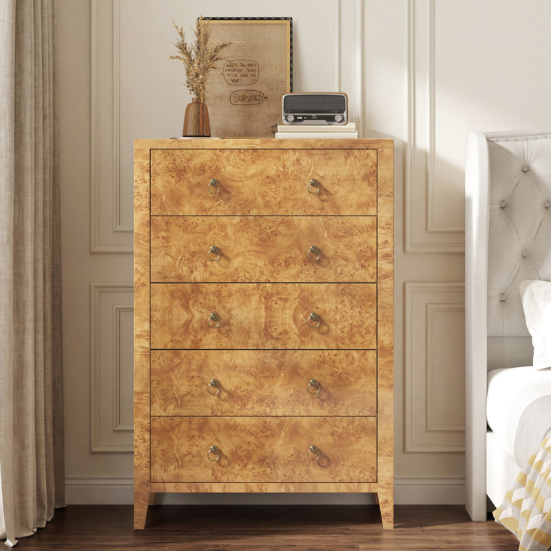 Ensemble de chambre à coucher 4 pièces avec 2 tables de chevet, commode 5 tiroirs et commode 6 tiroirs