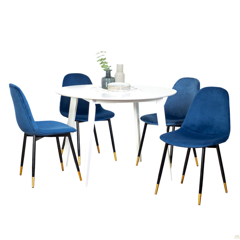 Ensemble de salle à manger 5 pièces, table de salle à manger ronde avec 4 chaises