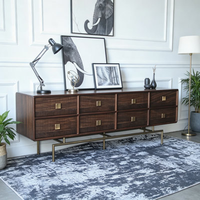 Premium Solid Wood TV Stand with 8 Drawers