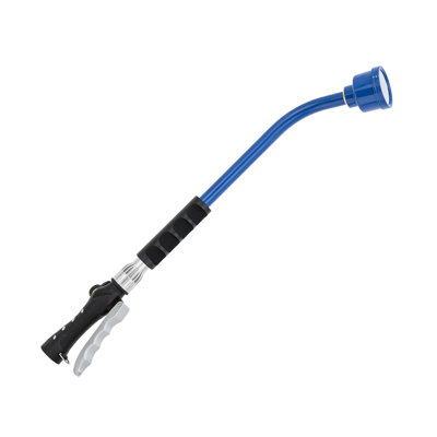 DIDADI Gentle Soft Full Shower Sprayer Wand with Lockable Front Trigger, Heavy Duty Full Metal 24 Inches Watering Wand, Hose Wand for Hanging Baskets, Shrubs, Plants, Flowers, Garden and Lawn, Blue