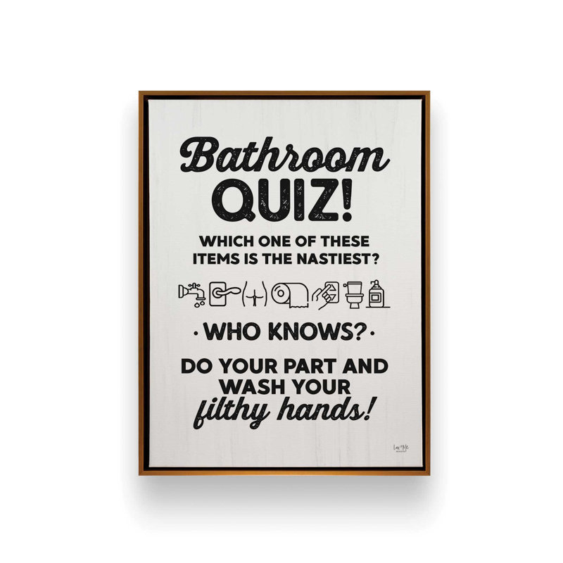 «Bathroom Quiz» par Lux + Me Designs, reproduction d'art, L 24 po x H 32 po, Doré, Toile avec cadre