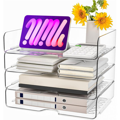 4-pack Clear Acrylic Paper Organizer Trays