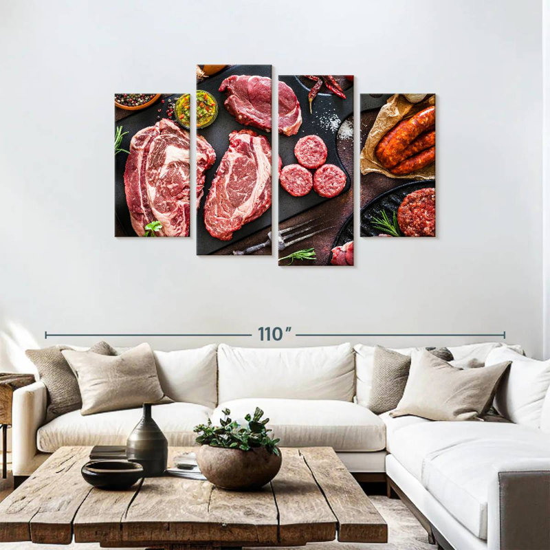 Raw Seasoned Meat, 48" H x 75" W