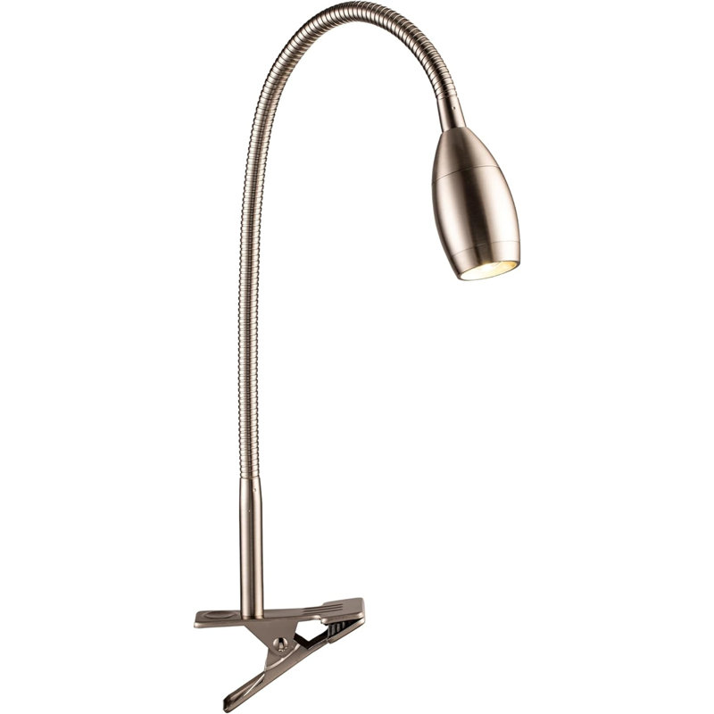 Zerline Adjustable Metal Clip-on Lamp 360 Degree Flexible Gooseneck Lamp, Nickel