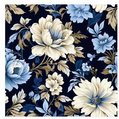 «Floral Blue Flower Dreams VII Cottage», reproduction d'art non encadrée