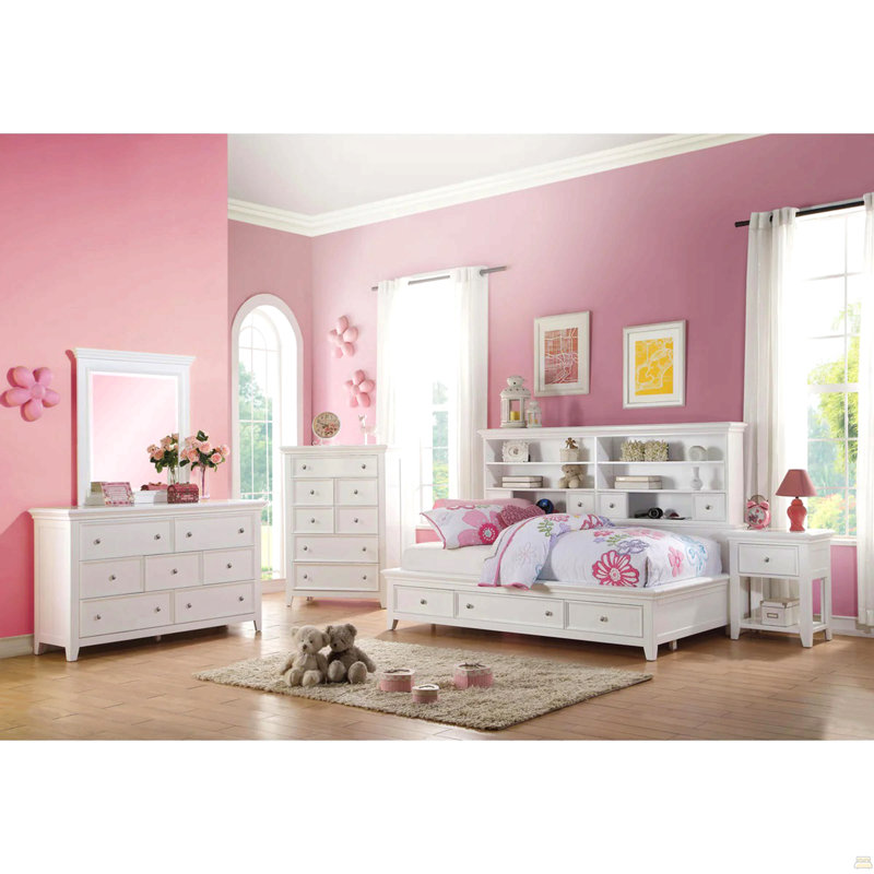 1 Drawer And Open Bottom Shelf Wooden Nightstand