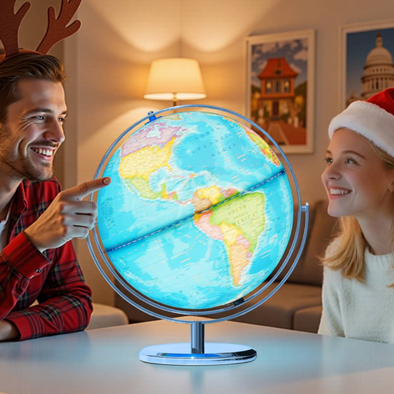 13 globes lumineux de 13 po, globe rotatif à 720 ° avec interrupteur tactile et éclairage sans charge et 3 modes d'éclairage à DEL pour la salle de classe et le décor de la chambre à coucher, inspirent l'intérêt de la géographie