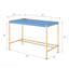 Bureau d'écriture rectangulaire bleu marine et or avec port USB-1058713858