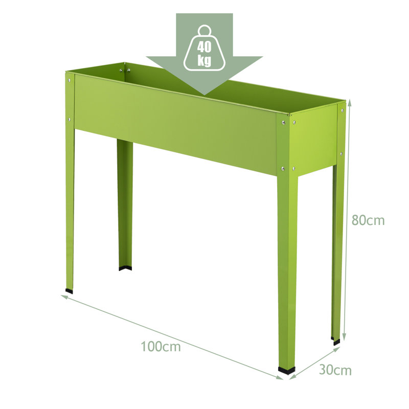 Ranier Wood Elevated Planter, Green
