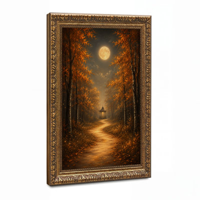 Toile dorée, chemin menant à un pavillon de jardin sous Halloween