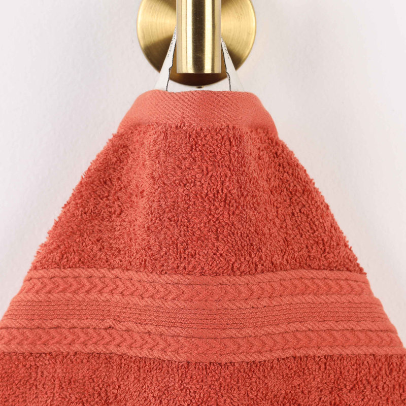 Hannu 450 GSM Eco-Friendly 100% Ringspun Sustainable Cotton Solid Hand Towel Set, Coral