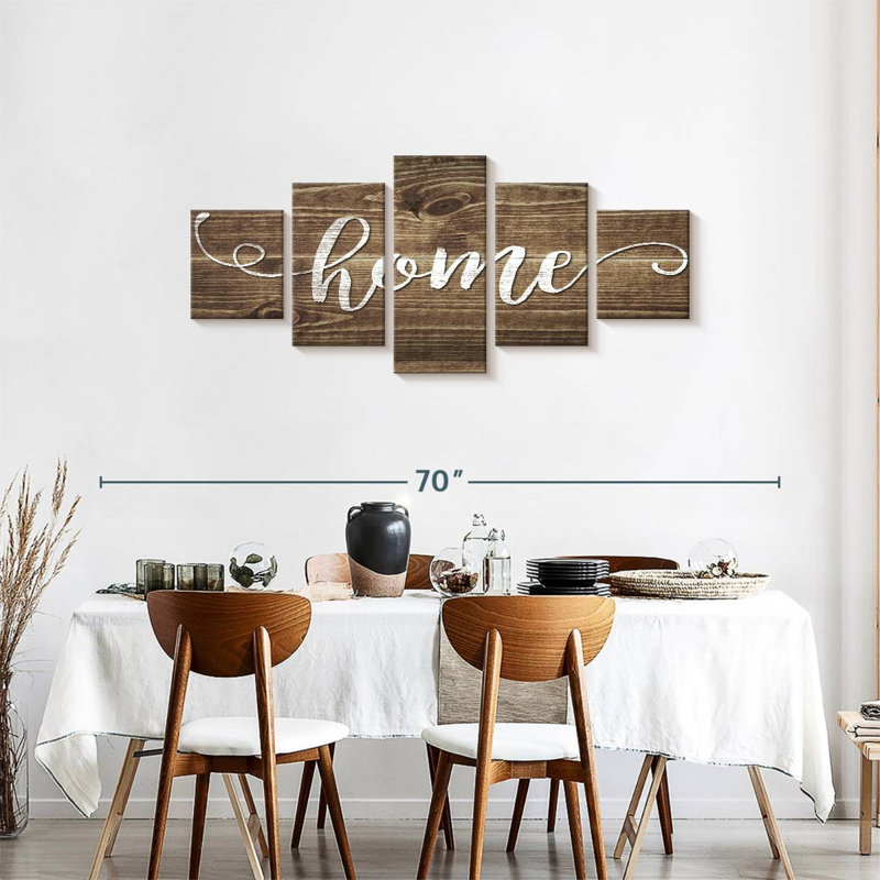 Home Typographie 5 pièces, H 55 po x l 24 po x P 1,25 po