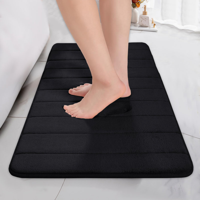 Nequan Memory Foam Non-Slip Shower Mat, 50cm W X 80cm L, Black