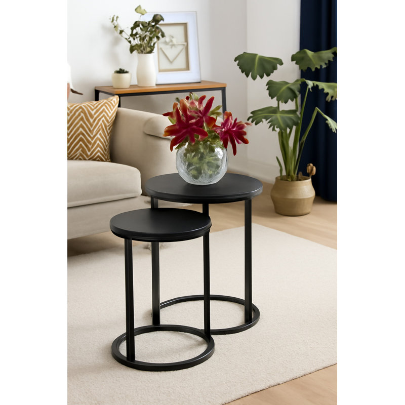 Donna Frame Nesting Tables, Matte Black/Black