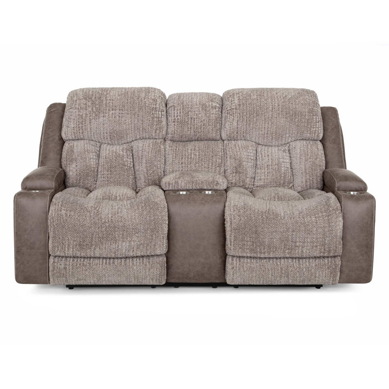 Tyera Power Reclining Console Loveseat W/ Power Headrest, Console Storage, Dual Arm Storage, Massage, And Cupholders