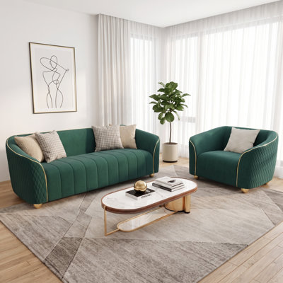 3 Seater Curved Velvet Sofa And Armchair For Living Room, Bedroom, Office, Apartment