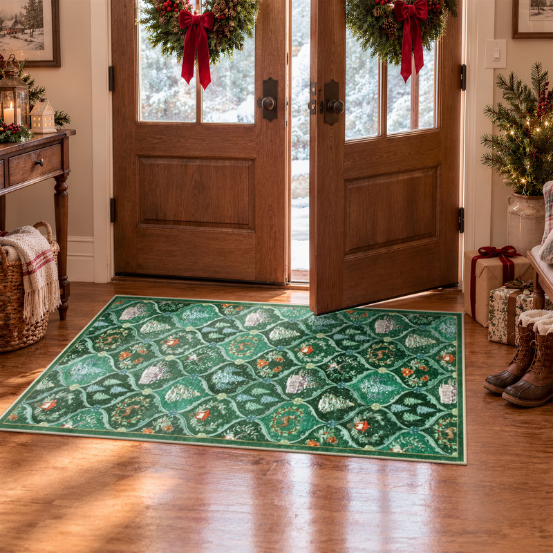 Tapis lavable antidérapant Laraven Christmas, Rectangle 2 pi x 4 pi