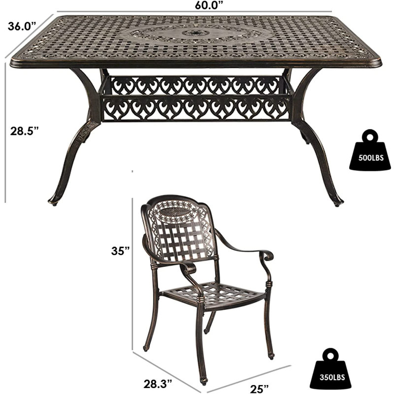 Eraman 6 - Person Patio Dining Set Umbrella Hole Included Rectangular Table